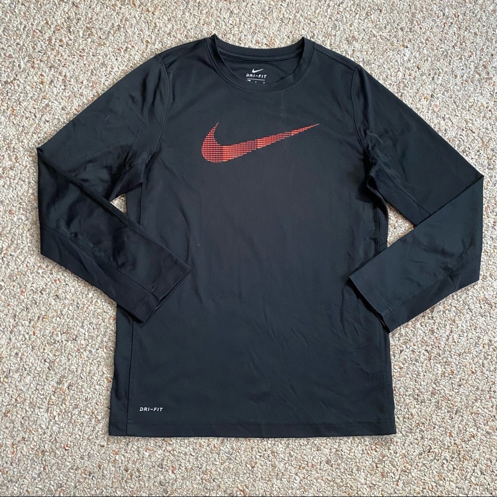 Nike Boys Black/Red “Dri-Fit” Long Sleeve Top